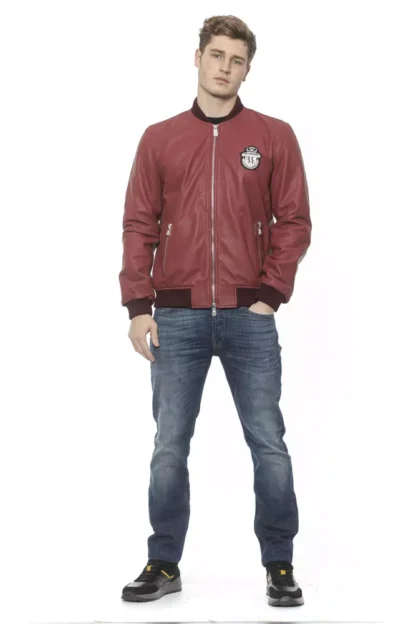 Billionaire Italian Couture - Burgundy Leather Men Jacket