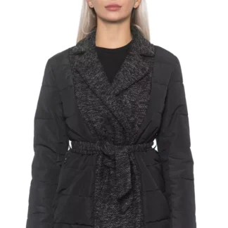 Sandro Ferrone - Black Polyurethane Women Jacket