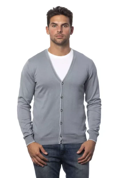 Verri - Gray Cotton Men Cardigan