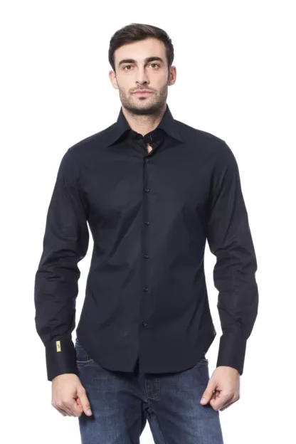 Billionaire Italian Couture - Blue Cotton Men Shirt