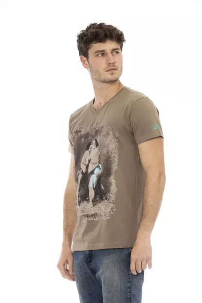 Trussardi Action - Brown Cotton Men's V-Neck T-Shirt