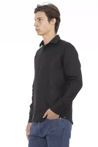 Baldinini Trend - Black Linen Men Shirt