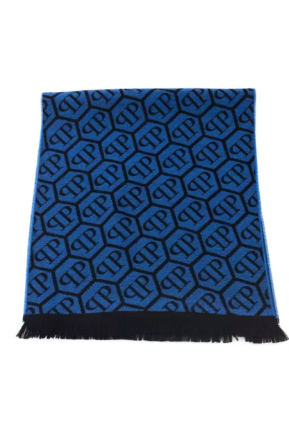 Philipp Plein - Blue Wool Men Scarf