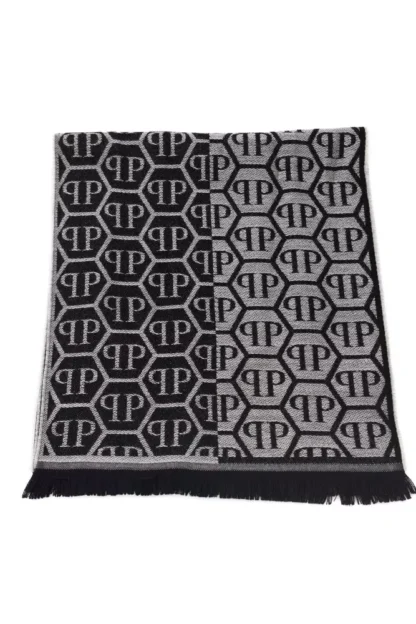 Philipp Plein - Gray Wool Men Scarf