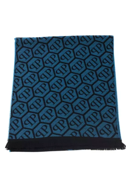 Philipp Plein - Blue Wool Men Scarf