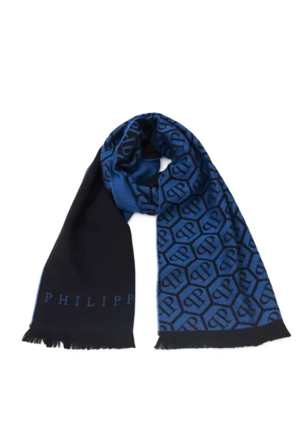 Philipp Plein - Blue Wool Men Scarf