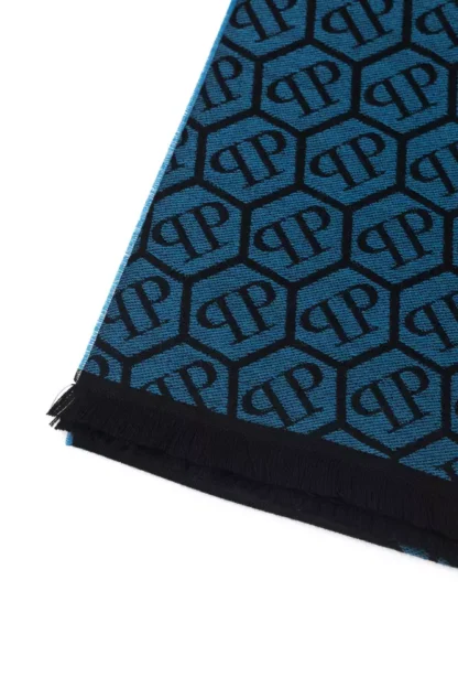 Philipp Plein - Blue Wool Men Scarf