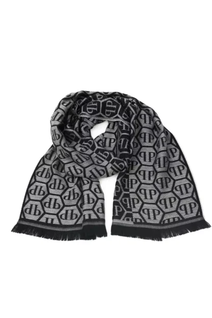 Philipp Plein - Gray Wool Men Scarf