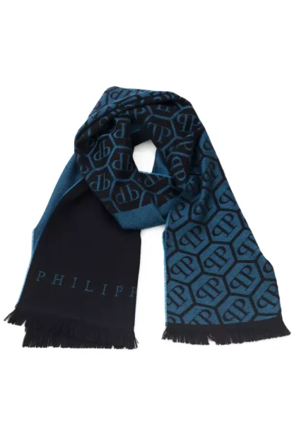 Philipp Plein - Blue Wool Men Scarf