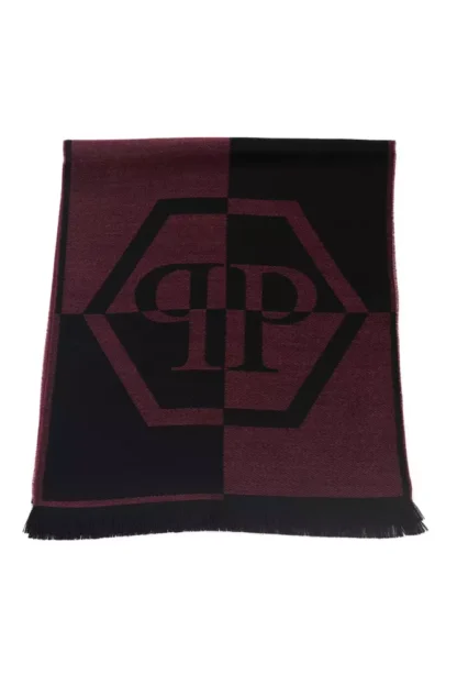 Philipp Plein - Burgundy Wool Men Scarf