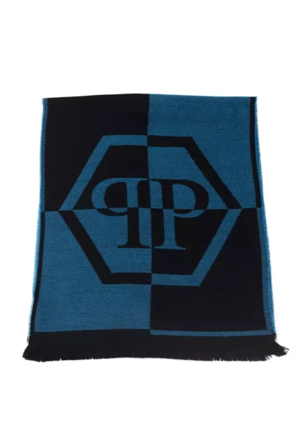 Philipp Plein - Blue Wool Mens Scarf