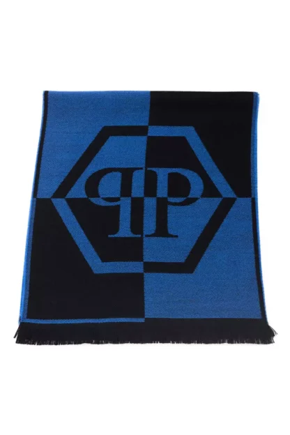 Philipp Plein - Blue Wool Men Scarf