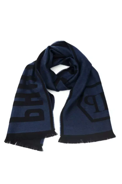 Philipp Plein - Blue Wool Men Scarf