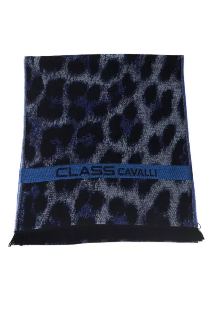 Cavalli Class Blue Wool Men Scarf