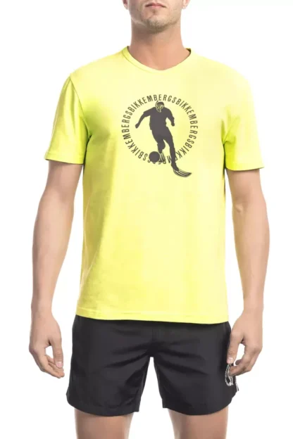 Bikkembergs - Yellow Cotton Men T-Shirt