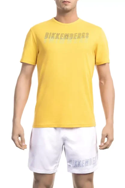 Bikkembergs - Yellow Cotton Men T-Shirt