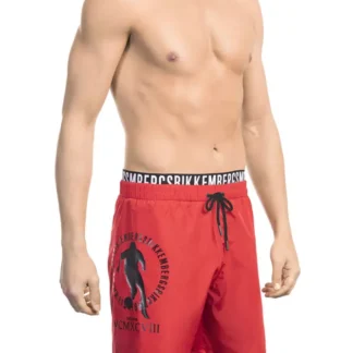 Bikkembergs - Red Polyester Men Swim Short