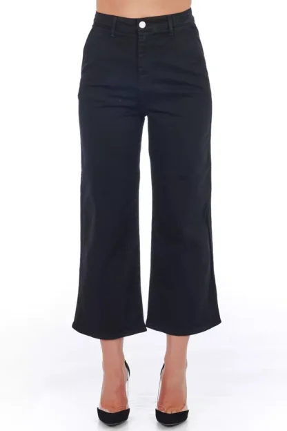 Frankie Morello - Black Cotton Women Cropped Pant