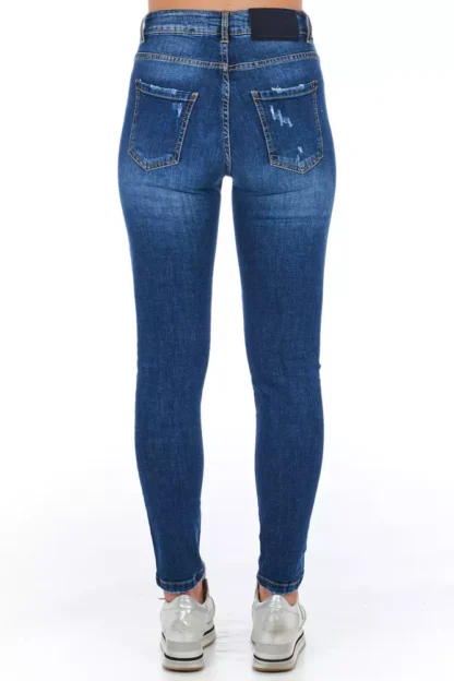 Frankie Morello - Chic Worn Wash Denim Jeans for Sophisticated Style