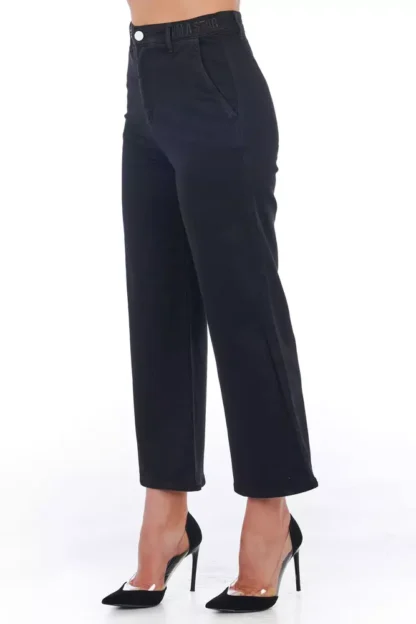 Frankie Morello - Black Cotton Women Cropped Pant