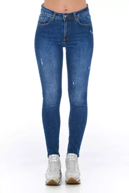 Frankie Morello - Stylish Worn Wash Denim Jeans