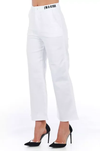 Frankie Morello - White Cotton Women Trouser