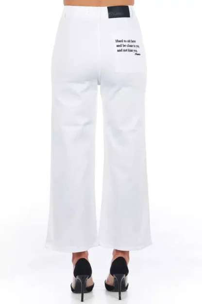 Frankie Morello - White Cotton Women Trouser