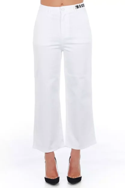 Frankie Morello - White Cotton Women Trouser