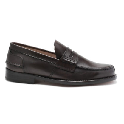 Saxone of Scotland - Elegant Dark Brown Leather Loafers for Men