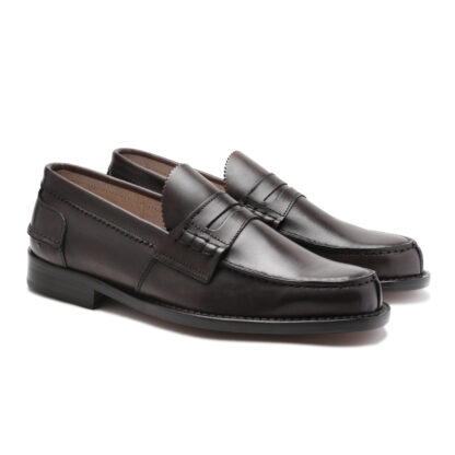 Saxone of Scotland - Elegant Dark Brown Leather Loafers for Men