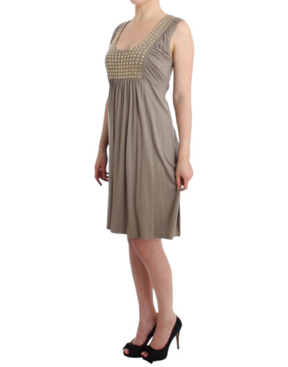 Roccobarocco - Studded Sheath Knee-Length Dress in Beige