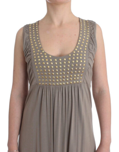 Roccobarocco - Studded Sheath Knee-Length Dress in Beige