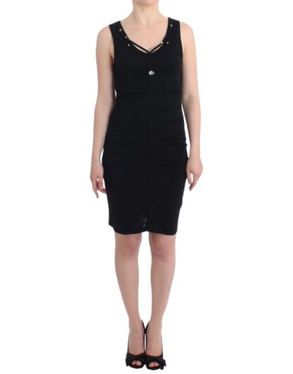 Roccobarocco - Elegant Black Sheath Knee-Length Dress