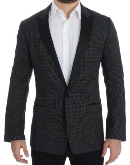 Dolce & Gabbana - Elegant Black Polka Dotted Slim Fit Blazer