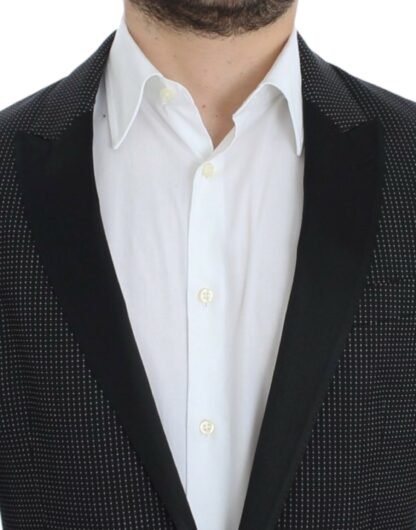 Dolce & Gabbana - Elegant Black Polka Dotted Slim Fit Blazer