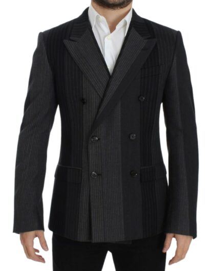 Dolce & Gabbana - Elegant Gray Striped Wool Slim Blazer