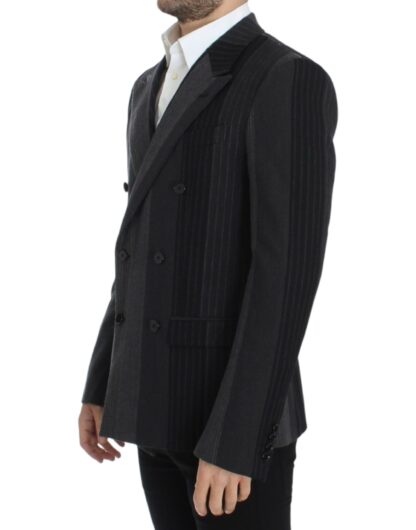 Dolce & Gabbana - Elegant Gray Striped Wool Slim Blazer