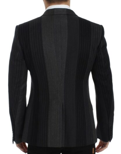 Dolce & Gabbana - Elegant Gray Striped Wool Slim Blazer