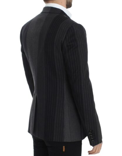 Dolce & Gabbana - Elegant Gray Striped Wool Slim Blazer