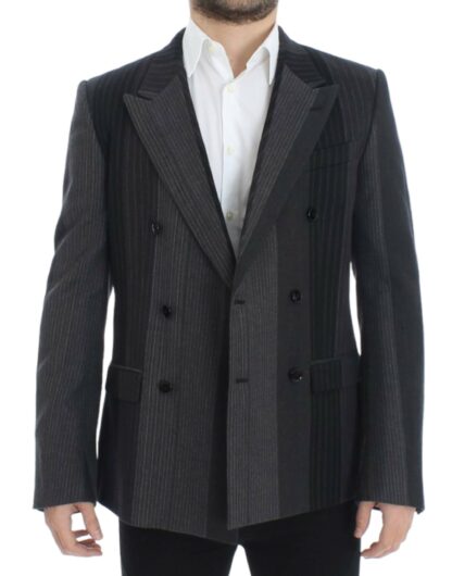 Dolce & Gabbana - Elegant Gray Striped Wool Slim Blazer