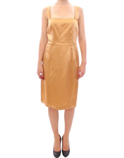 Dolce & Gabbana - Elegant Bronze Silk Knee-Length Sheath Dress