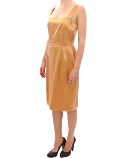 Dolce & Gabbana - Elegant Bronze Silk Knee-Length Sheath Dress