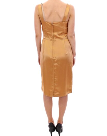 Dolce & Gabbana - Elegant Bronze Silk Knee-Length Sheath Dress