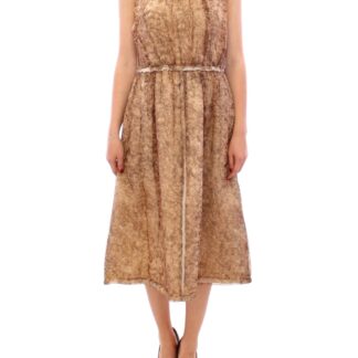 Dolce & Gabbana - Elegant Bronze Silk Knee-Length Sheath Dress