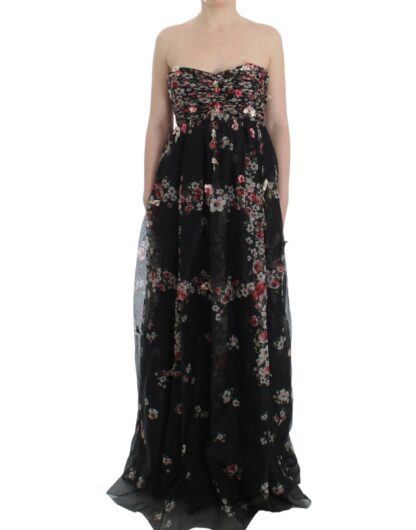 Dolce & Gabbana - Elegant Strapless Silk Maxi Dress