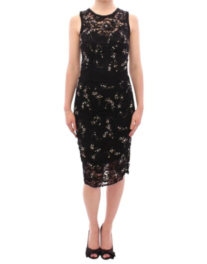 Dolce & Gabbana - Elegant Black Floral Lace Crystal Dress