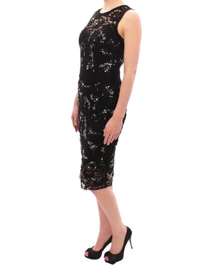 Dolce & Gabbana - Elegant Black Floral Lace Crystal Dress