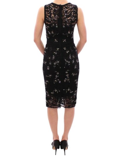 Dolce & Gabbana - Elegant Black Floral Lace Crystal Dress