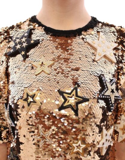 Dolce & Gabbana - Exquisite Gold Sequined Star Sheath Dress