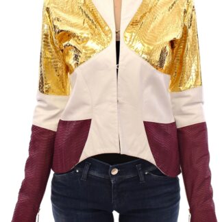 Vladimiro Gioia - Elegant White & Gold Leather Jacket